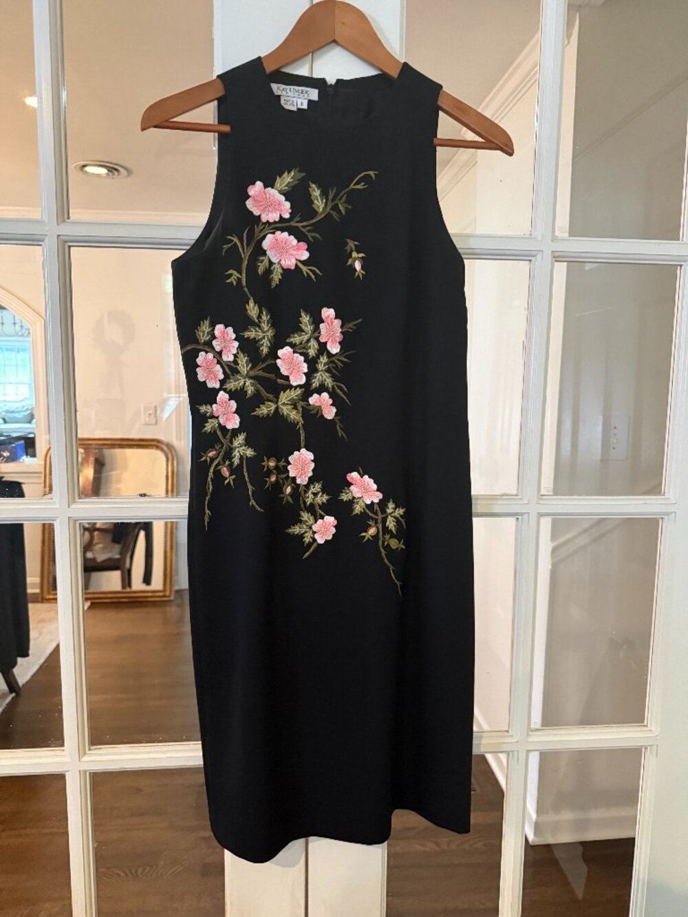 Kay Unger black dress with floral accent